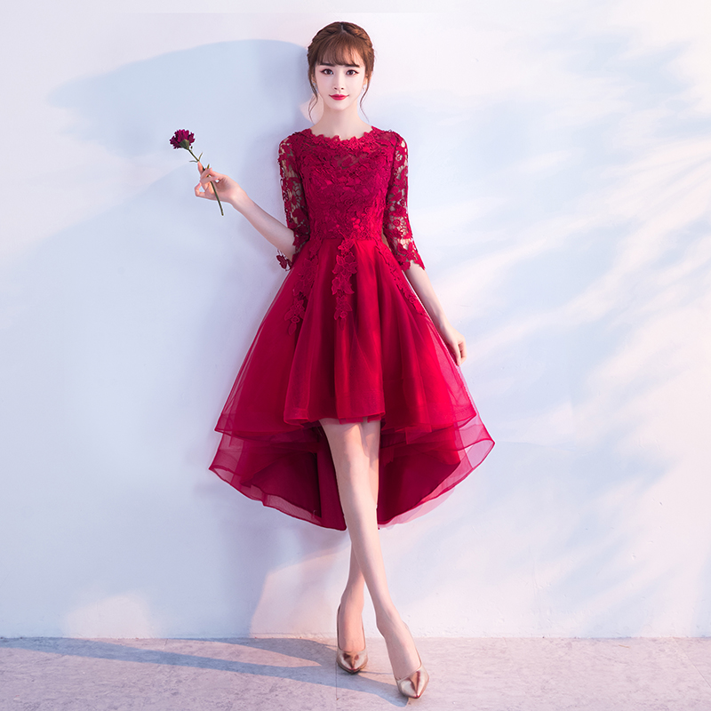 红色敬酒服新娘2021结婚新款秋冬季韩式晚礼服女短款修身显瘦礼服