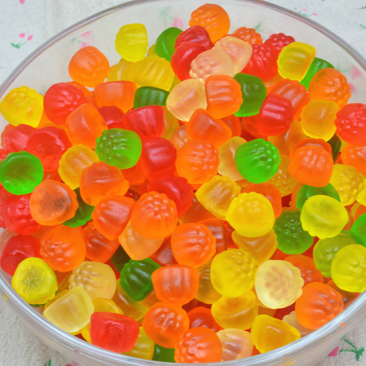 买二送一混合橡皮糖水果味软糖果qq糖零食散装毛毛虫糖250克